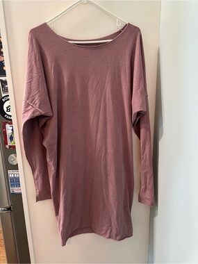 NWT PJ Harlow Rock Cotton Oversized Long Sleeve Tunic Lounge Dress Mauve OS